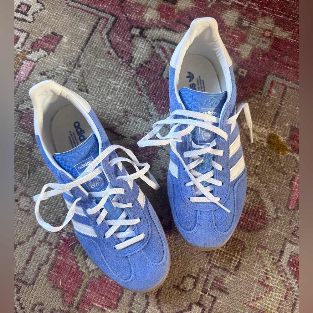 adidas Gazelle Light Blue Sneakers with White Stripes